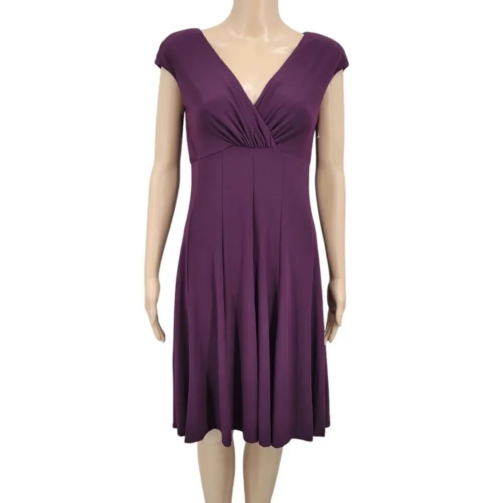 Lauren Ralph Lauren Plum / Aubergine Dress Fit & Flare Crossover Slinky